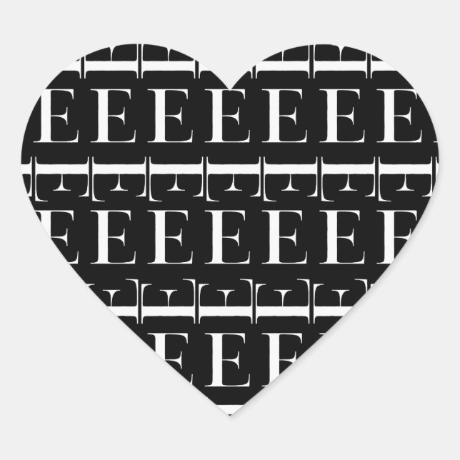 Sticker Cœur Lettre initiale monogramme E (Devant)