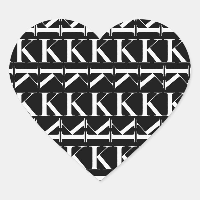 Sticker Cœur Lettre initiale monogramme K (Devant)