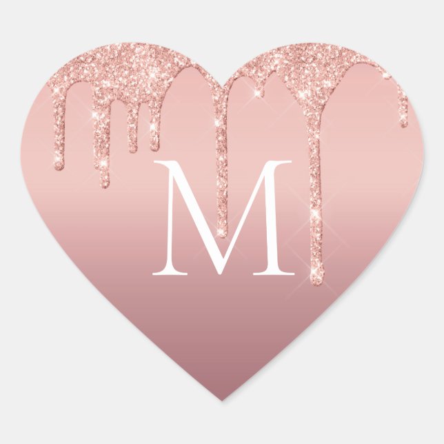 Sticker Cœur LETTRE MONOGRAPHIQUE rose Parties scintillant Brou (Devant)