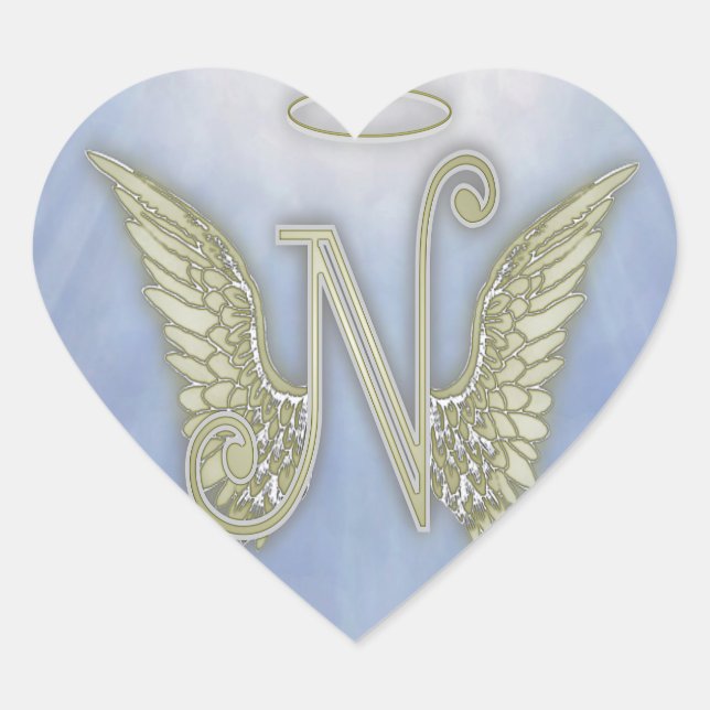 Sticker Cœur Lettre N Angel Monogramme (Devant)