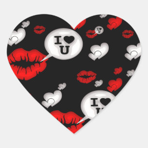 Sticker Cœur Lèvres et amour