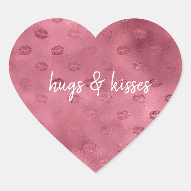 Sticker Cœur Lèvres rose Glitzy (Devant)