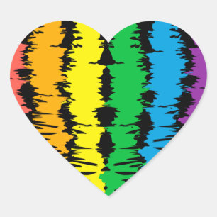 Sticker Cœur LGBT+pride. Arc-en-ciel du coeur.        