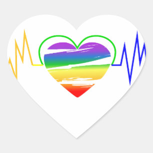 Sticker Cœur Lgbt Rainbow Heart Line