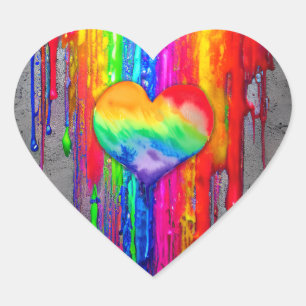 Sticker Cœur LGBTQIA+ Pride Arc-en-ciel