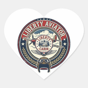 Sticker Cœur Liberty Aviator Patriotique Aviation Patriotique V