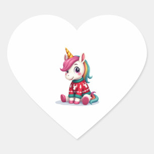 Sticker Cœur Licorne avec Sweat de Noël Filles Licorne Chris