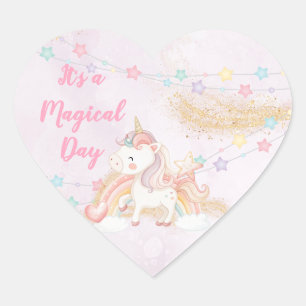 Sticker Cœur Licorne Magique