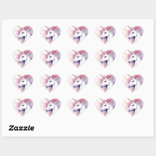 Sticker Cœur Licorne Magique Mignonne