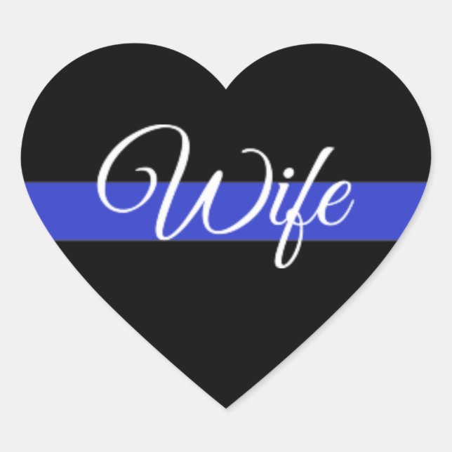 Sticker Cœur Ligne Bleue Mince : Femme de police (Devant)