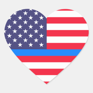 STICKER CŒUR "LIGNE BLEUE SUR DRAPEAU"