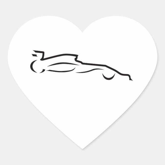 Sticker Cœur Ligne de voiture de course dessin Silhouette (Devant)