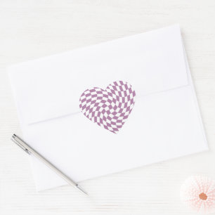Sticker Cœur Lilac Purple Mariage Collection Vérifier À damiers