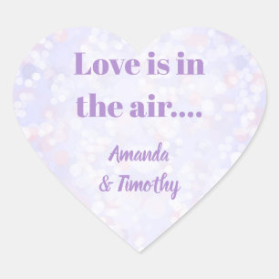 Sticker Cœur Lilas et Bokeh Argent Amour est dans l'air couple