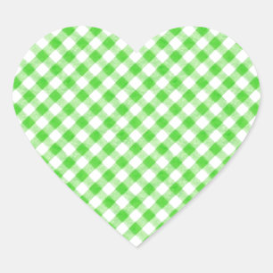 Sticker Cœur Lime Green En vichy À damiers Patern