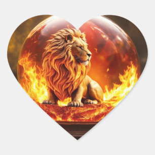 Sticker Cœur Lion majestueux : Roi du Far