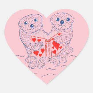 Sticker Cœur Lire un livre mignonne Saint-Valentin