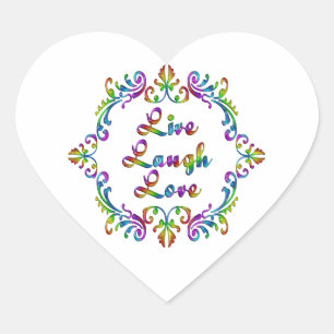 Sticker Cœur Live Laugh Love Colorful Design