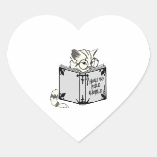 Sticker Cœur Livre de lecture Cat