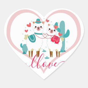 Sticker Cœur Llama Amour 