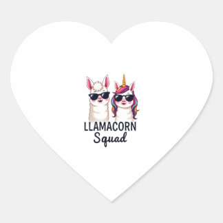 Sticker Cœur Llamacorn Squad Drôle de Licorne Llama Squad Noël