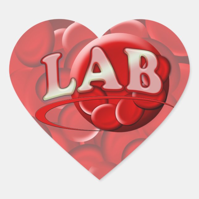 STICKER CŒUR LOGO DE LABORATOIRE RBC CELLULES SANGUINES ROUGES (Devant)