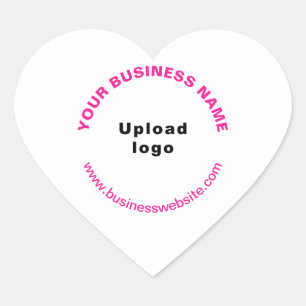 Sticker Cœur Logo et nom commercial rose et site Web sur