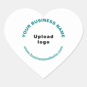 Sticker Cœur Logo et Turquoise Nom commercial et site Internet