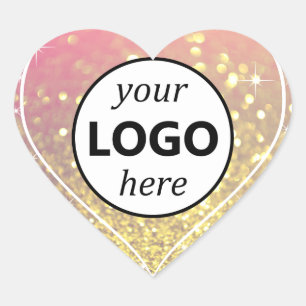 Sticker Cœur Logo Modèle Rose Rose Gold Parties scintillant Éti