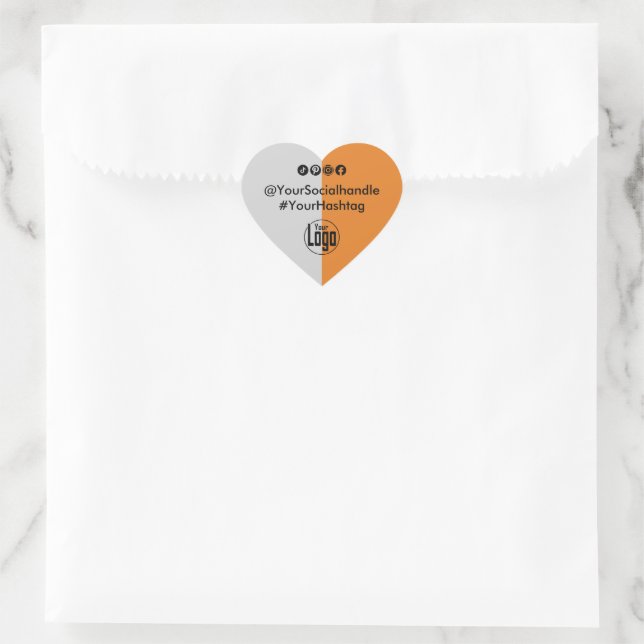 Sticker Cœur Logo promotionnel Connectez-vous et suivez les méd (Sac)