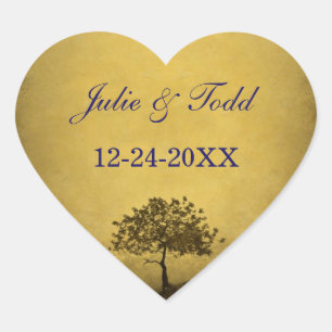 Sticker Cœur Lonely Tree Sepia Tone Enregistrer Le Mariage Date