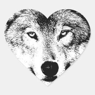 Sticker Cœur Loup