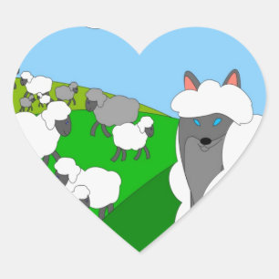 Sticker Cœur loup vêtu de mouton