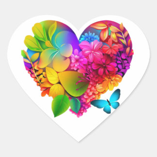 Sticker Cœur Love Heart Floral Design