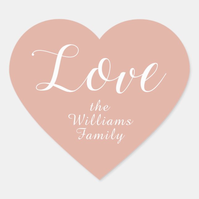 Sticker Cœur Love Nom de famille personnalisé Dusty Pink (Devant)