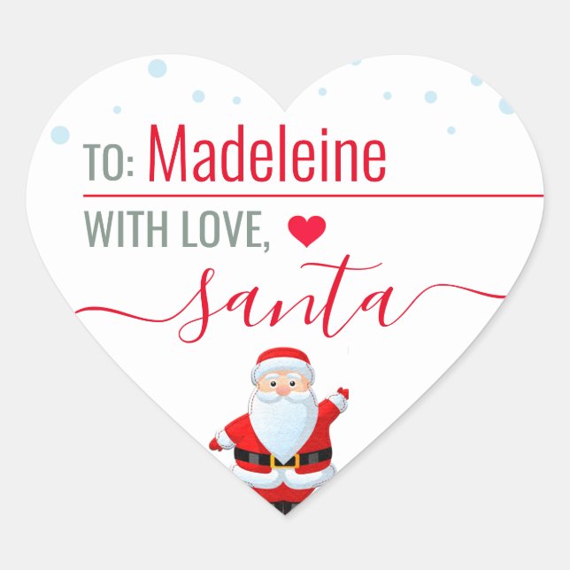 Sticker Cœur "Love, Père Noël" Joli cadeau de Noël personnalisé (Devant)