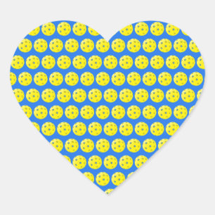 Sticker Cœur Love Pickleball Jaune sur Impression Pickleball Bl