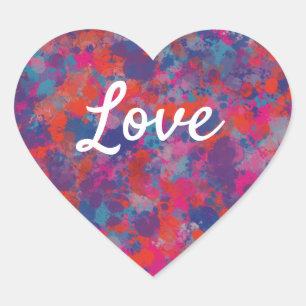 Sticker Cœur Love Texte Forme de coeur Colorful Drops Motif