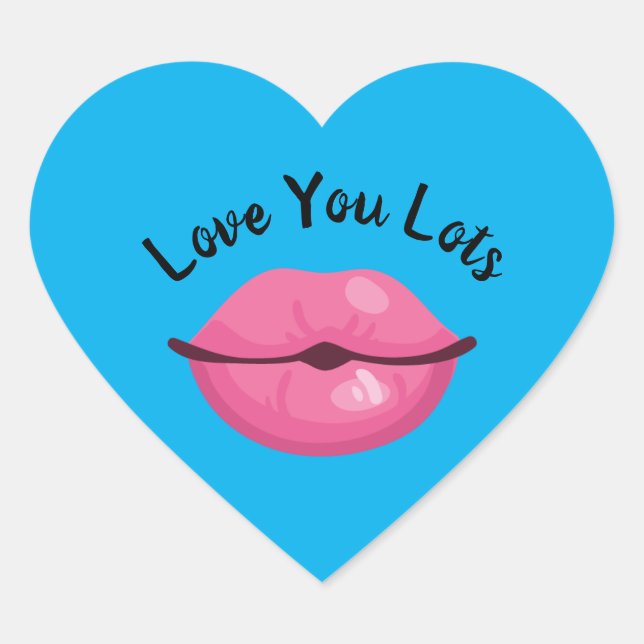 Sticker Cœur Love You Love Kissy Lips (Devant)