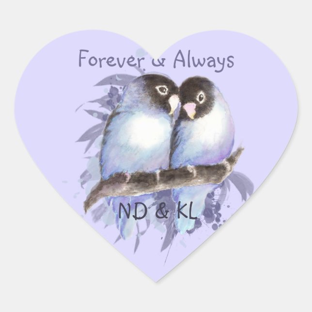 Sticker Cœur Lovebirds Mariage Fiançailles Couple (Devant)