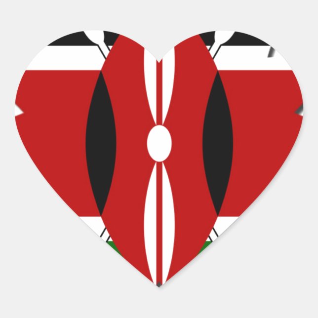 Sticker Cœur Lovely Hearts Kenya : Drapeau Art Motif (Devant)