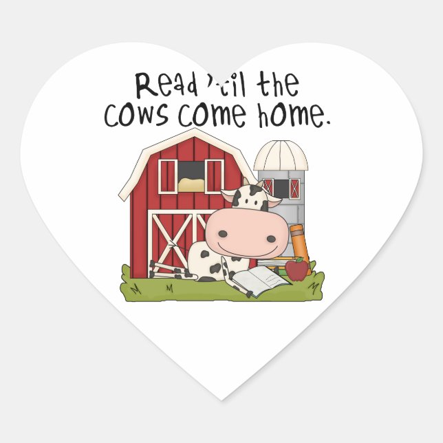 Sticker Cœur Lu 'jusqu'aux vaches venez à la maison (Devant)