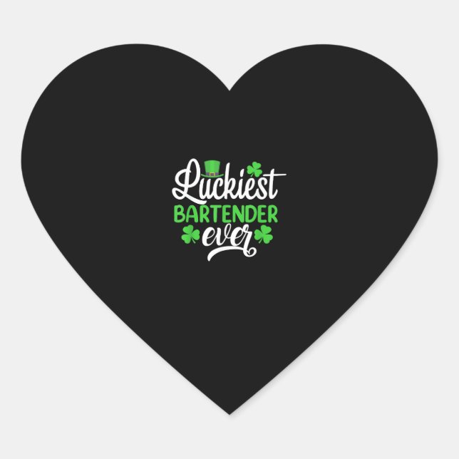 Sticker Cœur Luckiest Bartender Jamais drôle St Patrick's Day S (Devant)