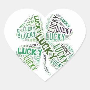 Sticker Cœur Lucky Clover Word Art