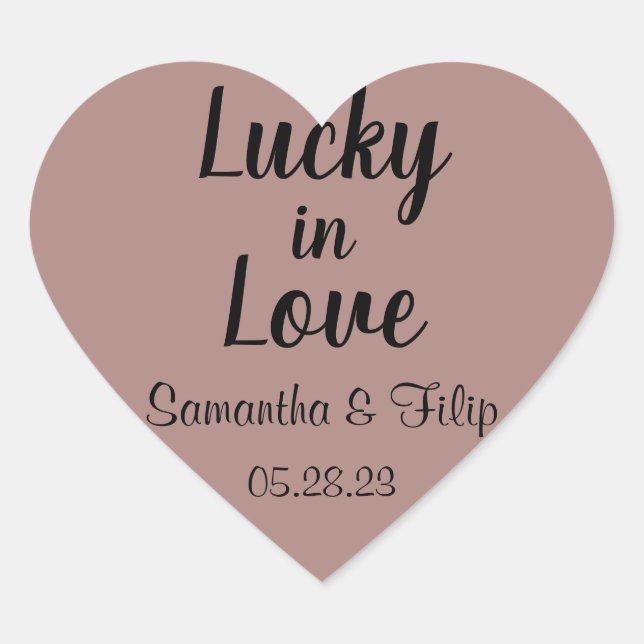 Sticker Cœur Lucky in Love (forme du coeur) (Devant)
