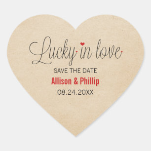 Sticker Cœur Lucky in Love Save Date Stickers, Rouge
