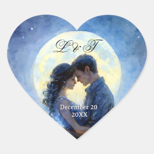 Sticker Cœur Lumière de la lune Mariage Celestin Love Thème Cie