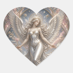 Sticker Cœur Lumina Ascendant – Portrait d'Ange Céleste