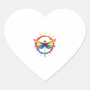 Sticker Cœur Lunettes de soleil Cool Graphic Tie Dye Dragonfly 