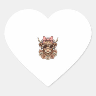 Sticker Cœur Lunettes de soleil de vache des Highlands mignonne